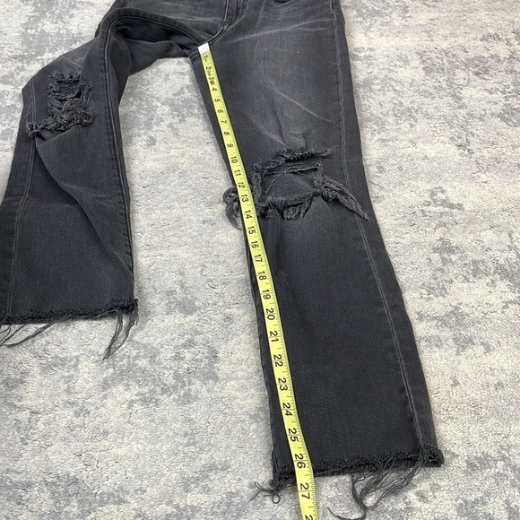 L’Agence Audrina Straight High Rise Jeans Vintage Black Worn Distressed 25 - Picture 12 of 15